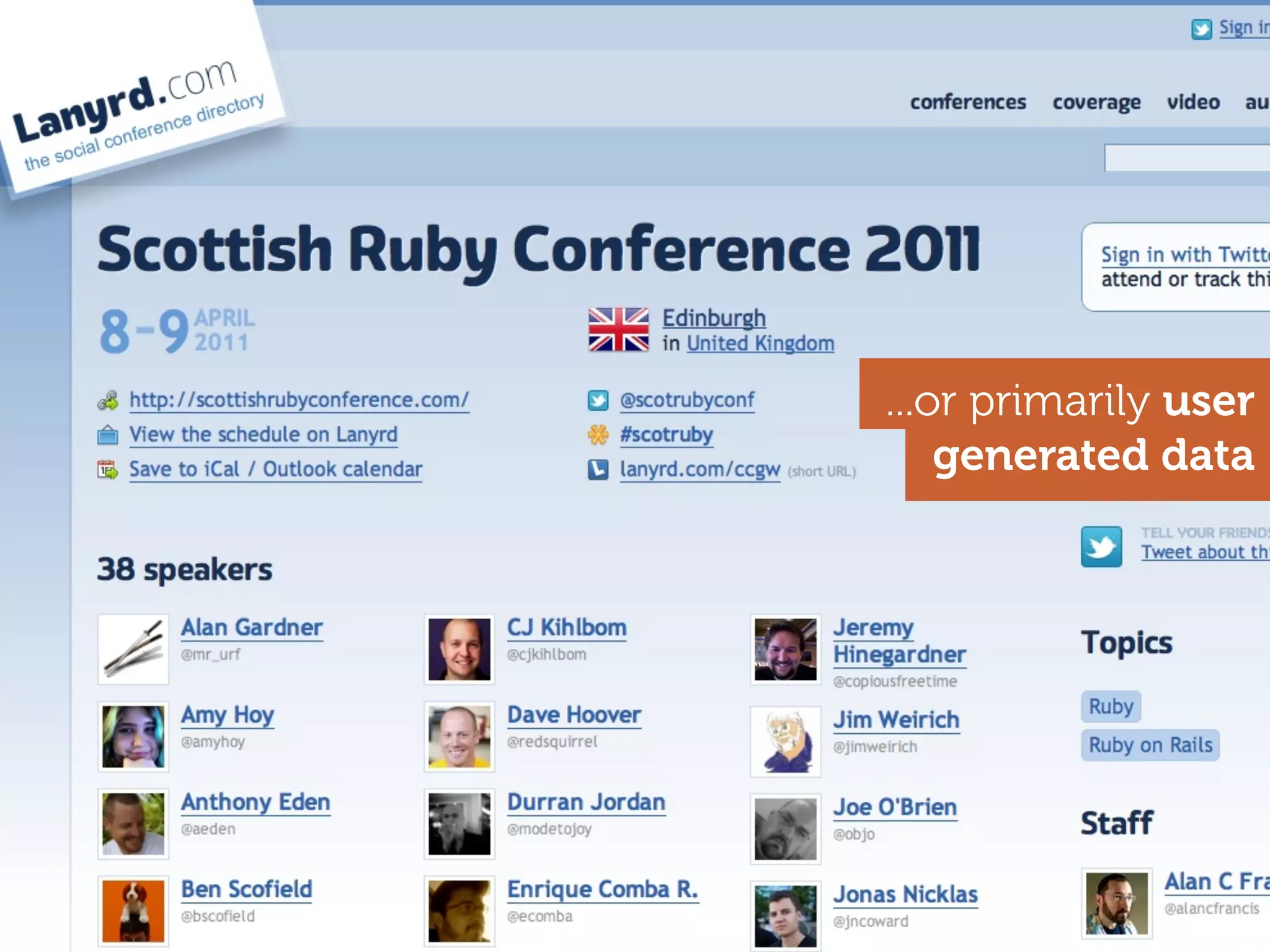 ...or primarily user
    generated data
 