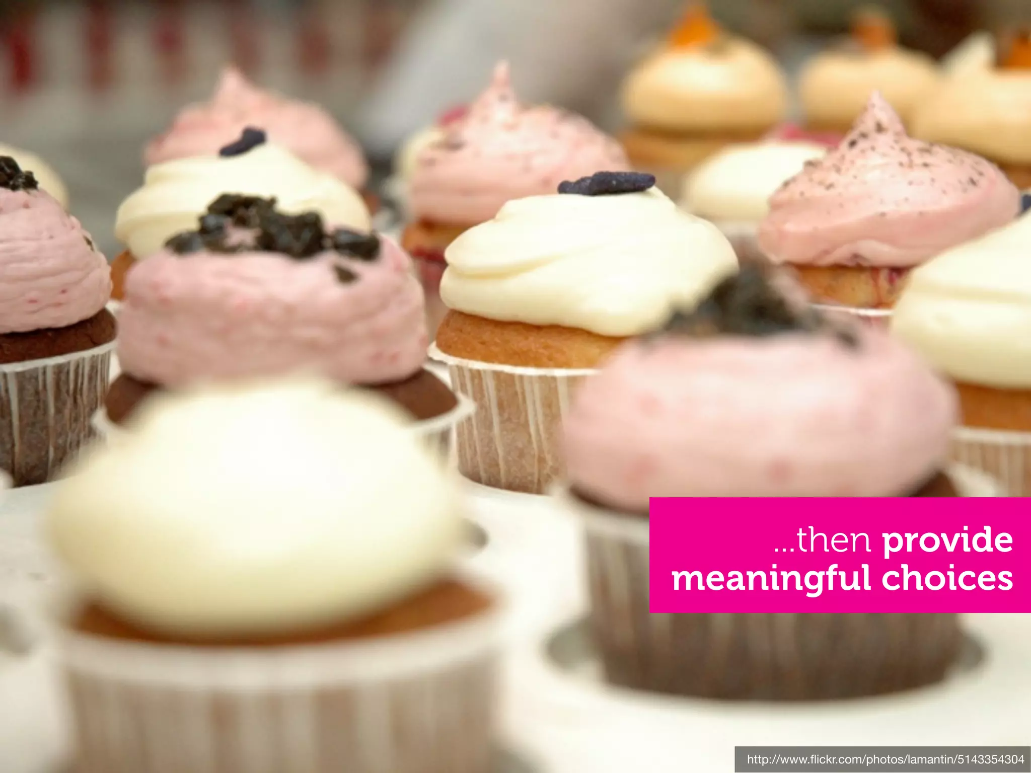 ...then provide
meaningful choices



    http://www.ﬂickr.com/photos/lamantin/5143354304
 