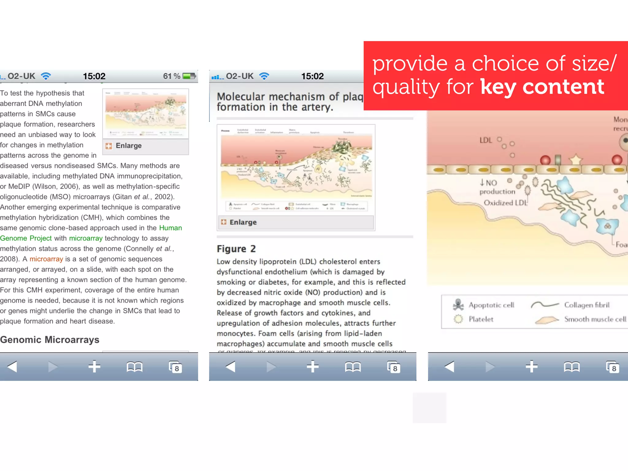 provide a choice of size/
quality for key content
 