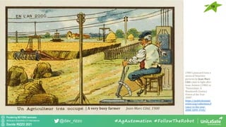 Pondering BEYOND seminars
Attribution-ShareAlike 4.0 International
Davide RIZZO 2021
@dav_rizzo #AgAutomation #FollowTheRobot
| A very busy farmer Jean-Marc Côté, 1900
1900’s postcard from a
series of futuristic
pictures by Jean-Marc
Côté came to light after
Isaac Asimov (1986) in
“Futuredays: A
Nineteenth Century
Vision of the Year
2000”.
https://publicdomainr
eview.org/collections/f
rance-in-the-year-
2000-1899-1910/
18
 