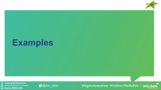 Pondering BEYOND seminars
Attribution-ShareAlike 4.0 International
Davide RIZZO 2021
@dav_rizzo
Examples
#AgAutomation #FollowTheRobot
28
 