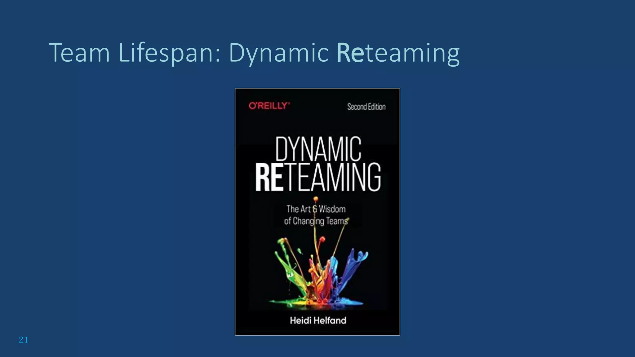 21
Team Lifespan: Dynamic Reteaming
 