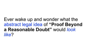 Ever wake up and wonder what the
abstract legal idea of “Proof Beyond
a Reasonable Doubt” would look
like?
 