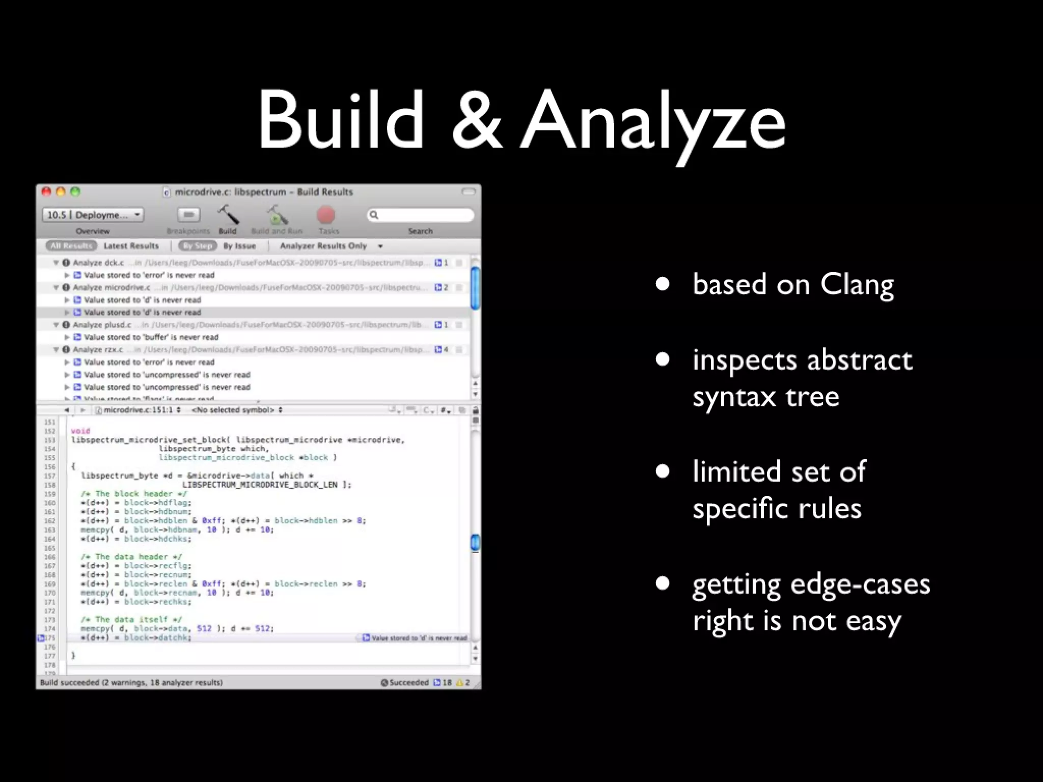 Beyond build and analyze