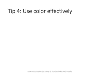 Tip 4: Use color effectively
DATA VISUALIZATION 101: HOW TO DESIGN CHARTS AND GRAPHS
 