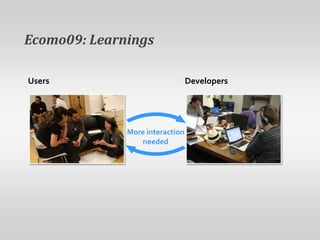 Ecomo09: LearningsUsersDevelopersMore interactionneeded