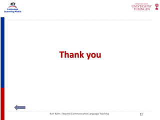 Language
Learning Media
Kurt Kohn - Beyond Communicative Language Teaching
Thank you
22
 