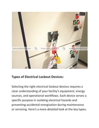 Beyond Compliance Choosing the Right Electrical Lockout Devices for ...