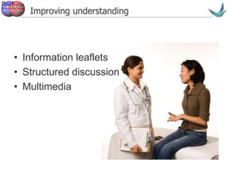 Vascular surgery @ Tallaght
Improving understanding
• Information leaflets
• Structured discussion
• Multimedia
 