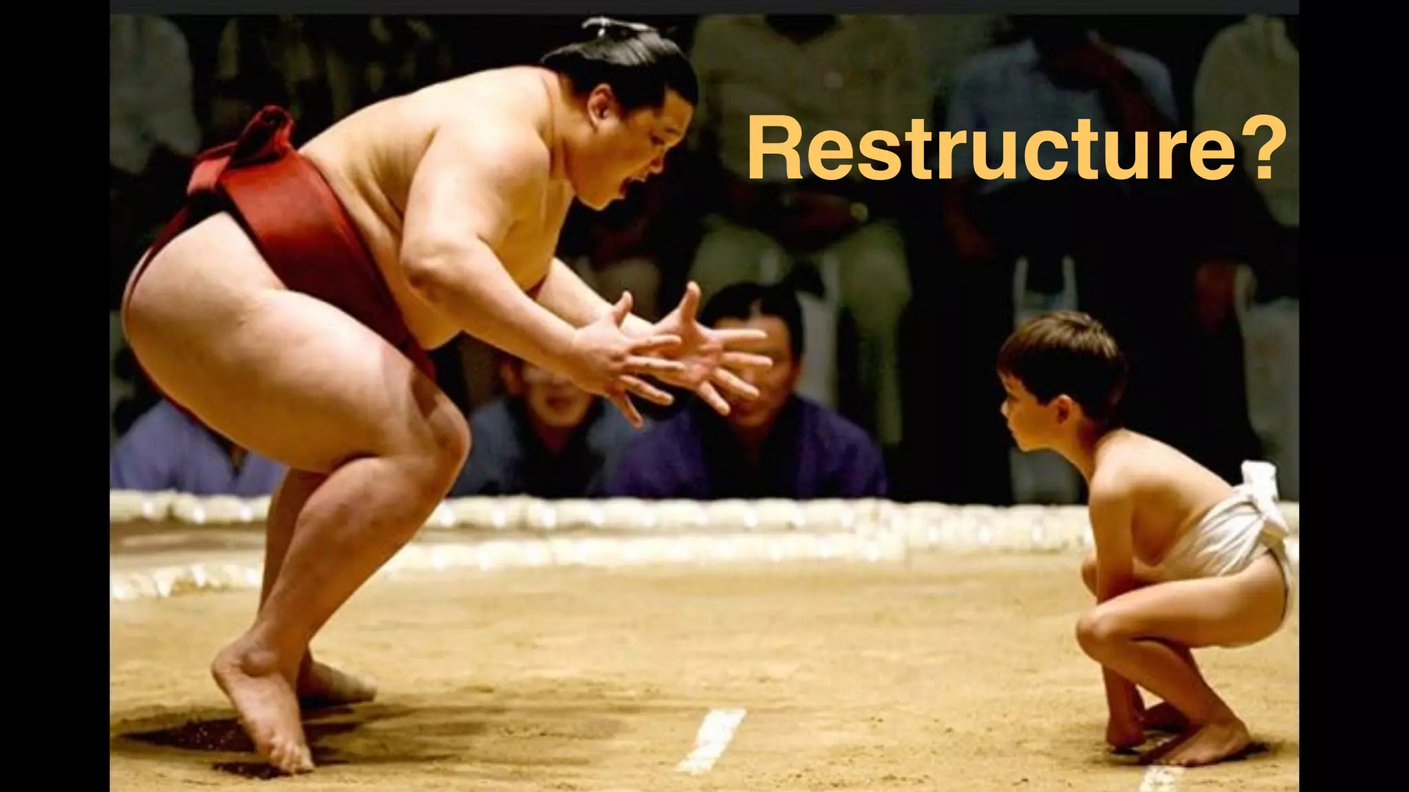 Invest in technology that enables recovery.
‣ CI
‣ CD
‣ Slice experiments smaller.
Restructure?
 