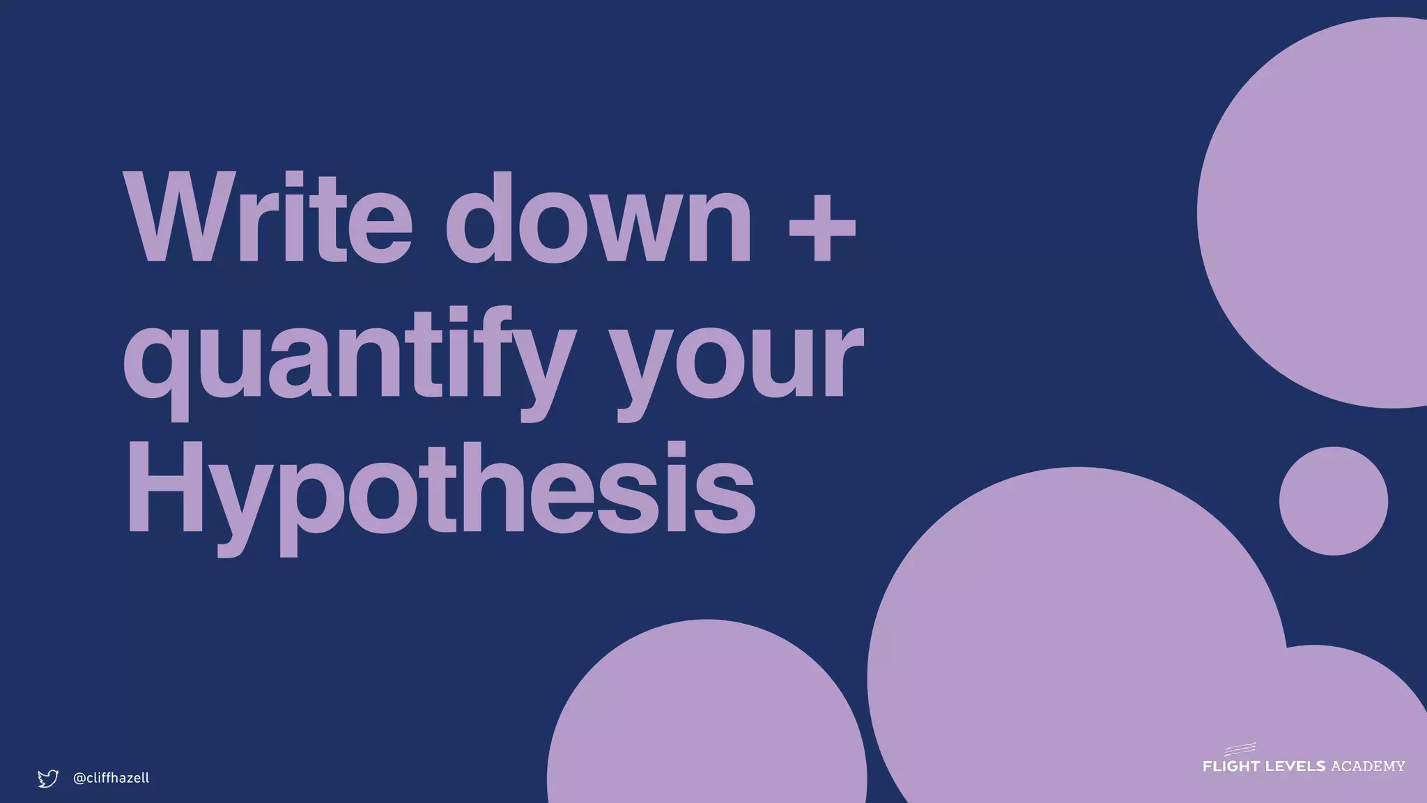 Write down +
quantify your
Hypothesis
@cliﬀhazell
 