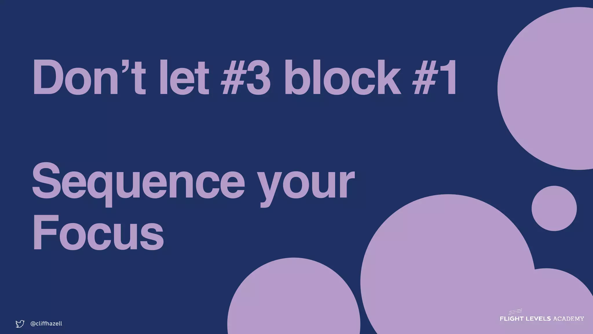 Don’t let #3 block #1
Sequence your
Focus
@cliﬀhazell
 