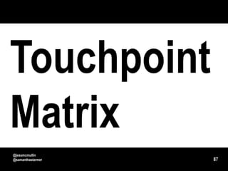 Touchpoint
Matrix
@jessmcmullin
@samanthastarmer   87
 