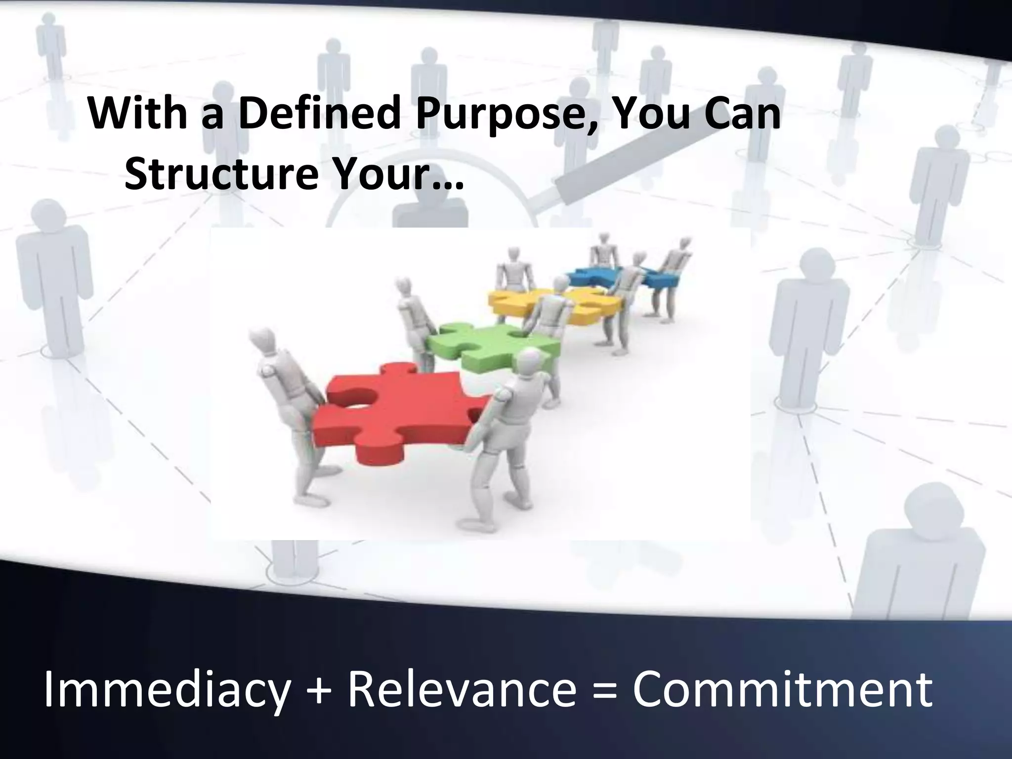 Immediacy + Relevance = Commitment
With a Defined Purpose, You Can
Structure Your…
 