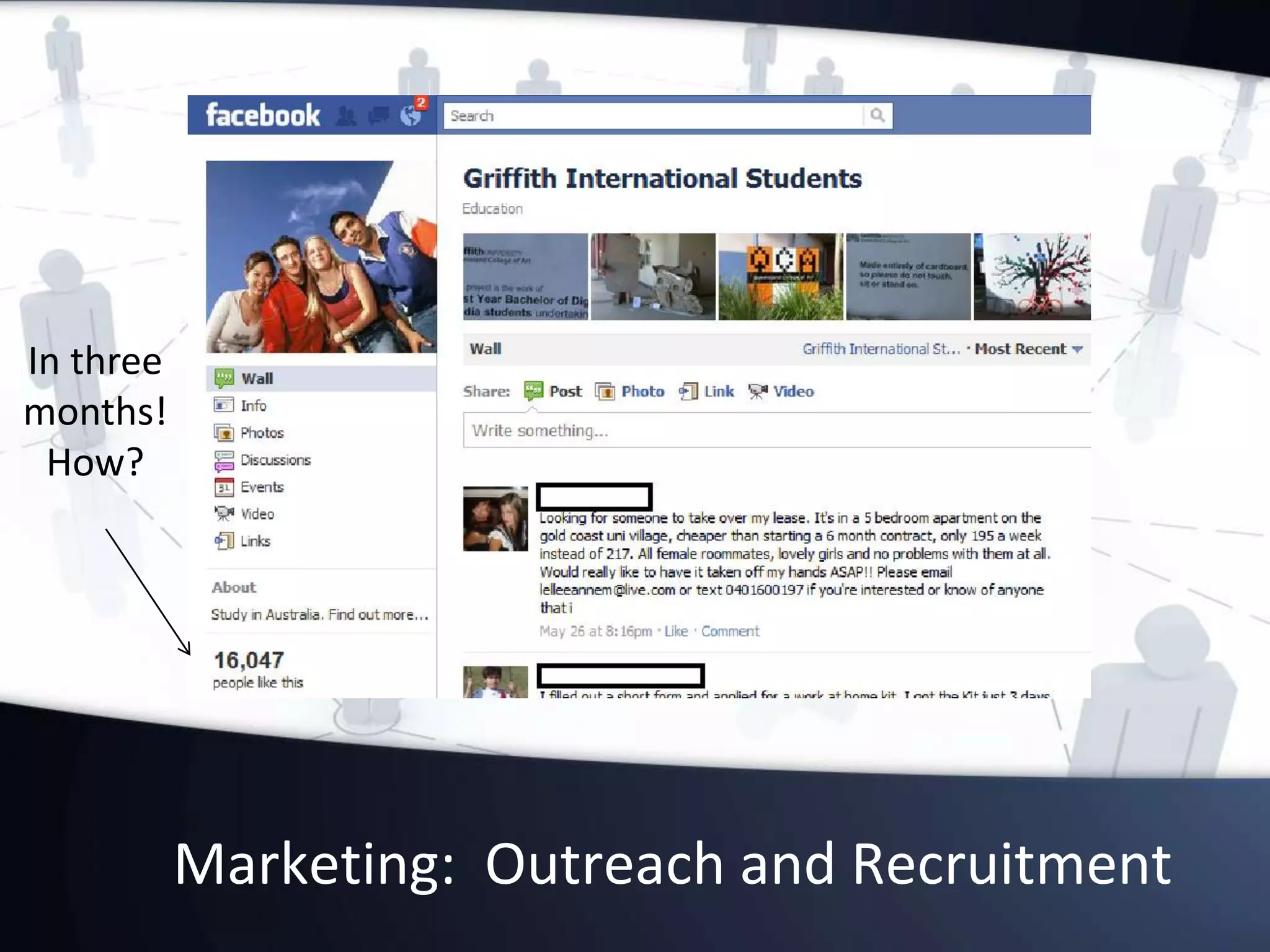 Marketing: Outreach and Recruitment
In three
months!
How?
 