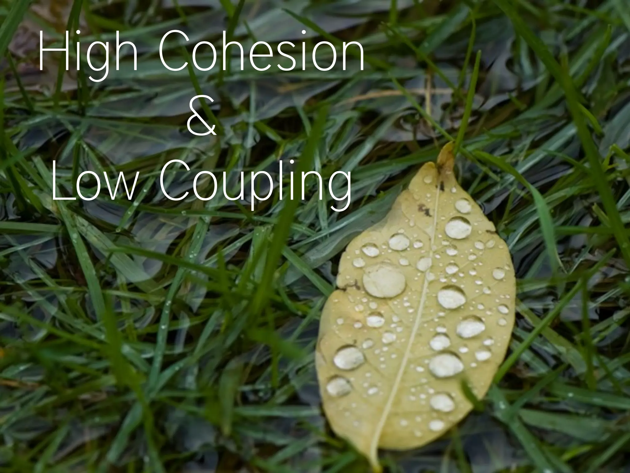 High Cohesion
&
Low Coupling
 