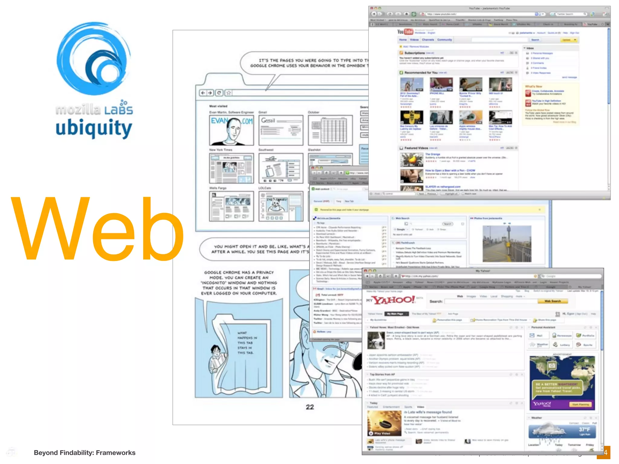 Web

Beyond Findability: Frameworks   IA Summit 2010 | Joe Lamantia | Blend Consulting   34
 