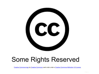 Page |
Some Rights Reserved
Creative Commons logo by Creative Commons used under under a Creative Commons Attribution 3.0 License
 