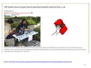 Page |
30
Source: http://www.wmnf.org/news_stories/usf-student-shows-his-peers-how-to-download-textbooks-online-for-free
 