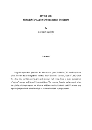 Beyond GDP: Measuring well-being and progress of Nations | PDF