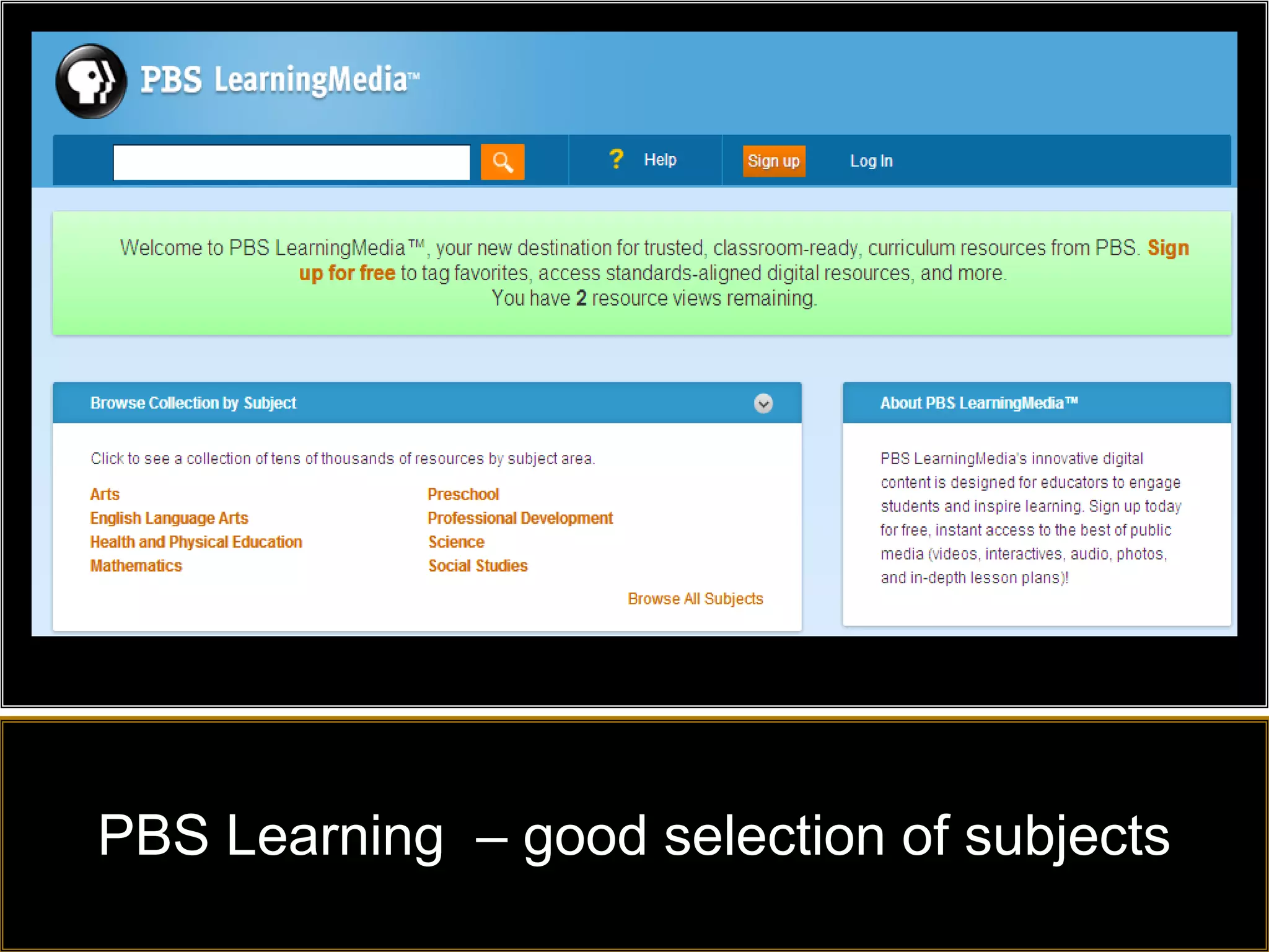 PBS Learning – good selection of subjects
 
