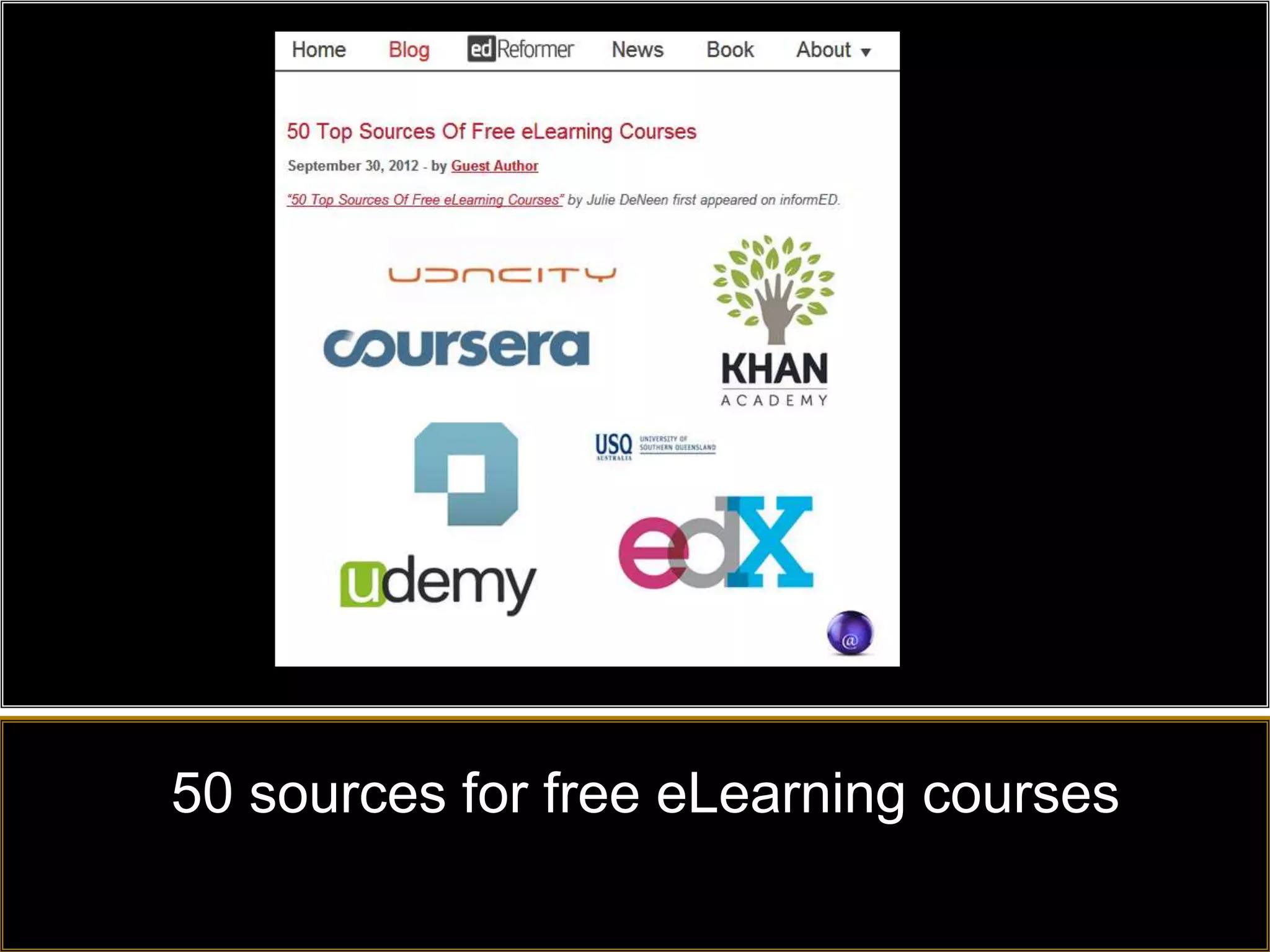 50 sources for free eLearning courses
 
