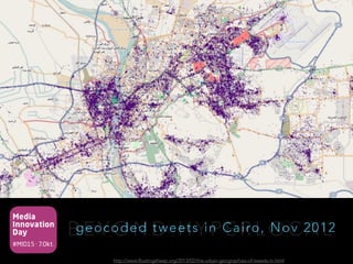 Media
Innovation
Day
#MID15 · 7.Okt.
B E Y O N D H Y P E R L O C A Lgeocoded tweets in Cairo, Nov 2012
http://www.floatingsheep.org/2013/02/the-urban-geographies-of-tweets-in.html
 