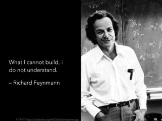 What I cannot build, I
do not understand.
– Richard Feynmann
CC-BY-3.0 https://it.wikipedia.org/wiki/File:Richard-feynman.jpg
 