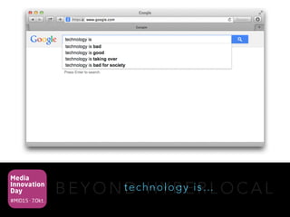 Media
Innovation
Day
#MID15 · 7.Okt.
B E Y O N D H Y P E R L O C A Ltechnology is…
 