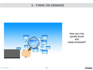 (c) C4LPT, 2016
How can it be 
quickly found  
and
easily accessed?
3 - THINK ON DEMAND
18
 