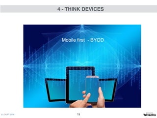 (c) C4LPT, 2016
Mobile ﬁrst - BYOD
4 - THINK DEVICES
19
 