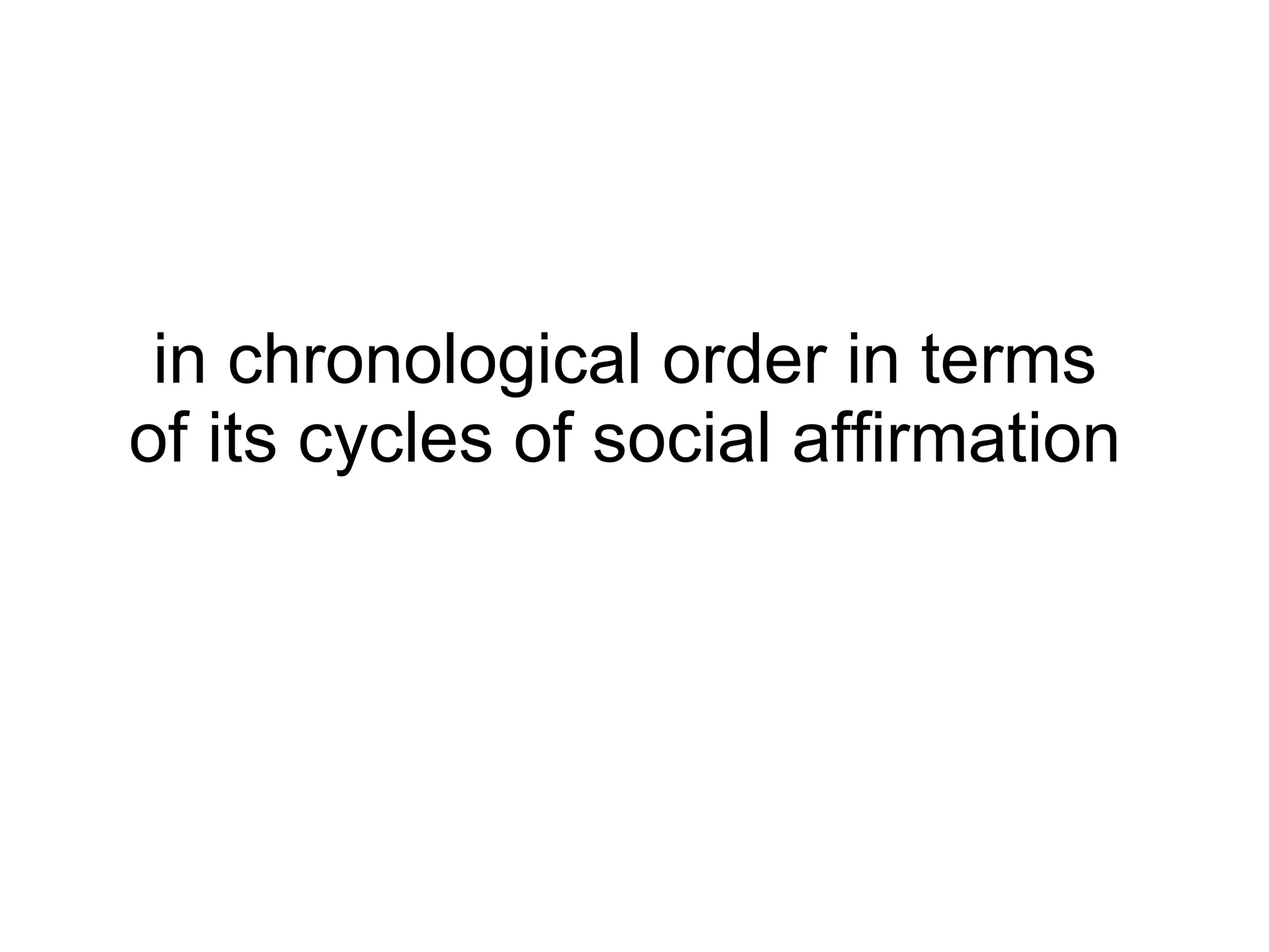 in chronological order in terms  of its cycles of social affirmation  