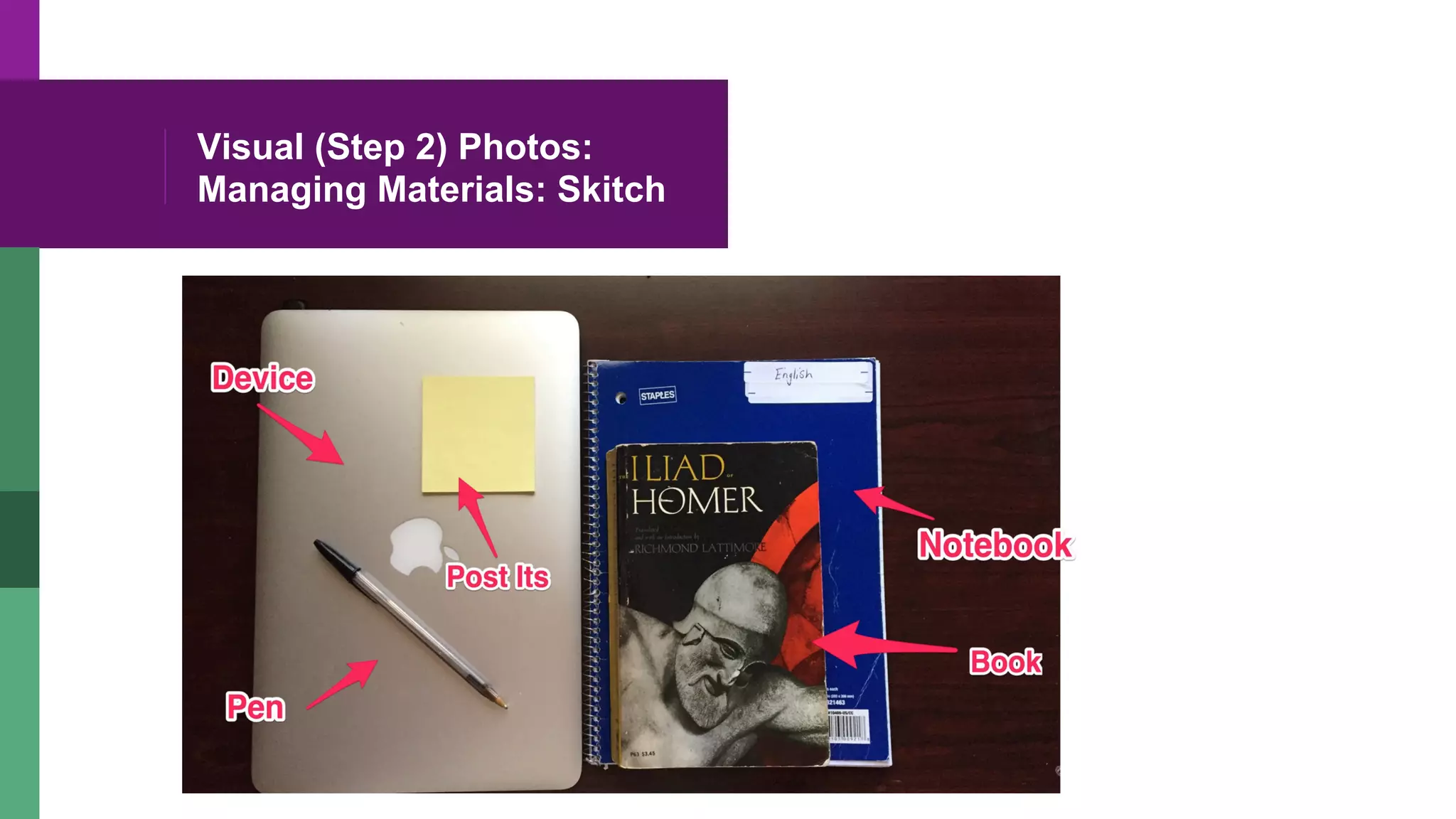 Visual (Step 2) Photos:
Managing Materials: Skitch
 