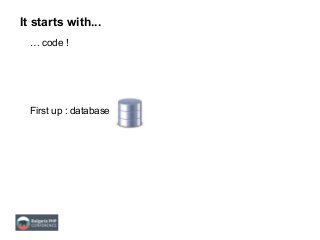 It starts with...
… code !
First up : database
 