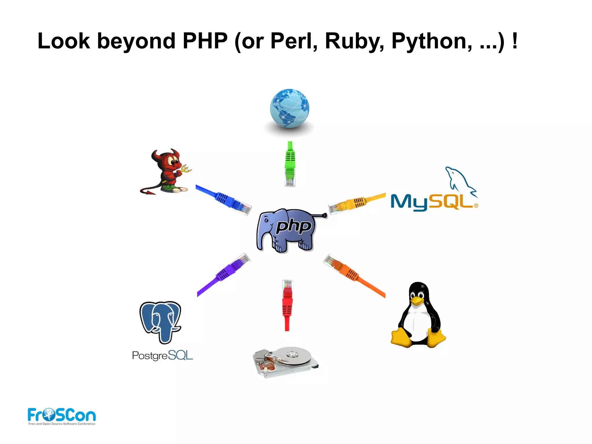 Look beyond PHP (or Perl, Ruby, Python, ...) !
 
