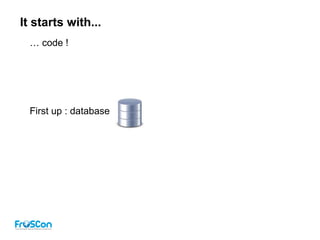 It starts with...
… code !
First up : database
 