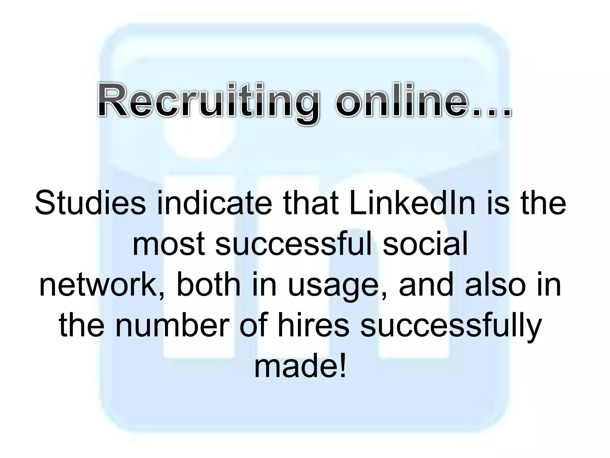  LinkedIn is a professional networking site designed to help you connect with alumni and other professionals in industries and organizations that relate to your career and academic interests. 