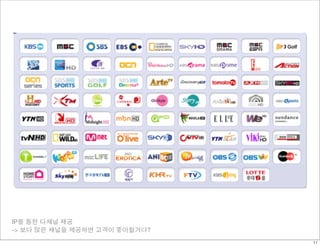 IP를 통한 다채널 제공
-> 보다 많은 채널을 제공하면 고객이 좋아할거다?
                               11
 
