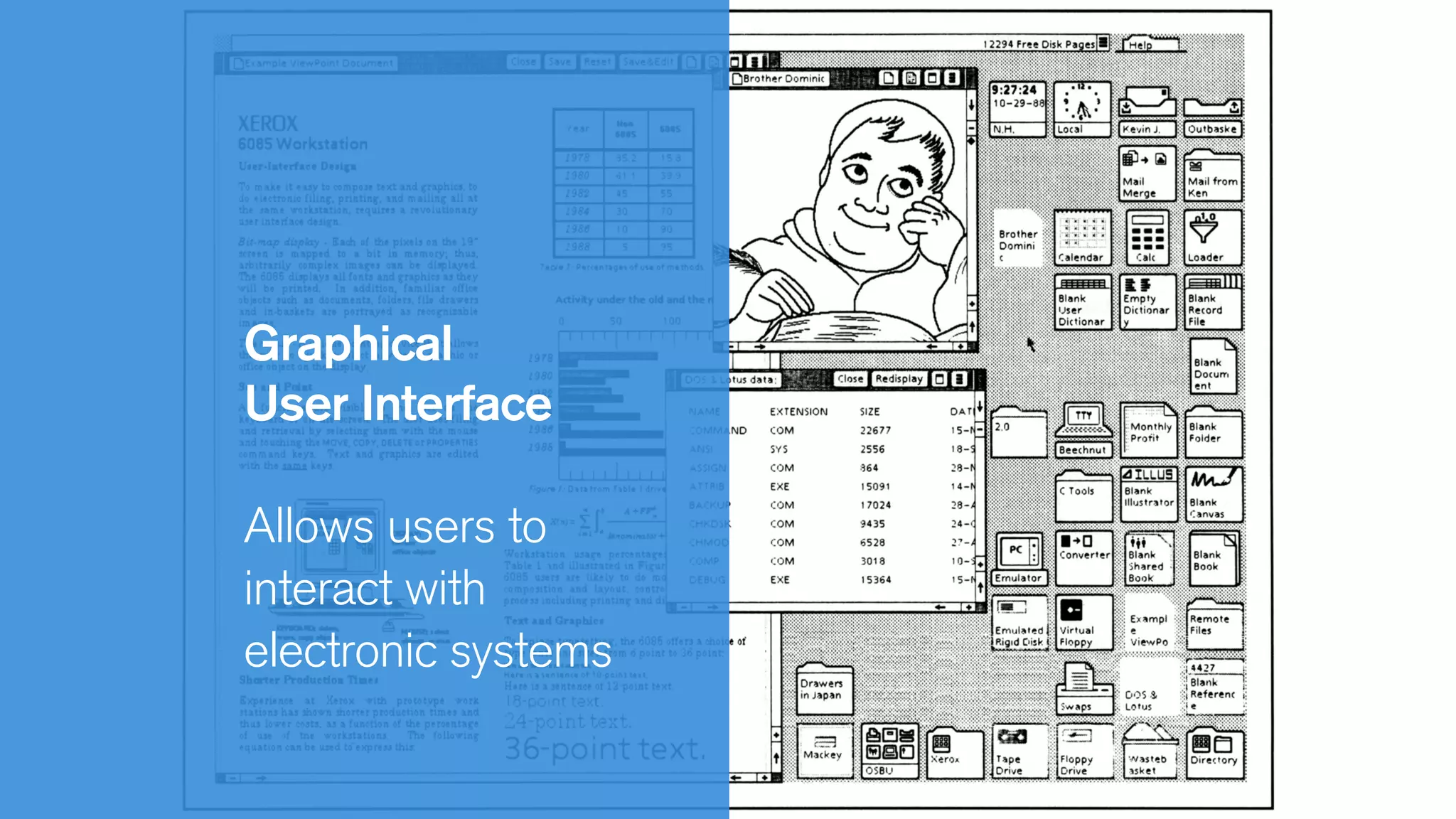 Graphical
User Interface
Allows users to
interact with
electronic systems
 
