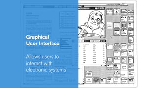 Graphical
User Interface
Allows users to
interact with
electronic systems
 