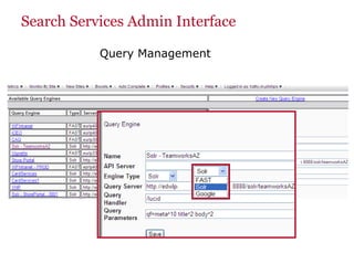 Search Services Admin Interface
Query Management
 