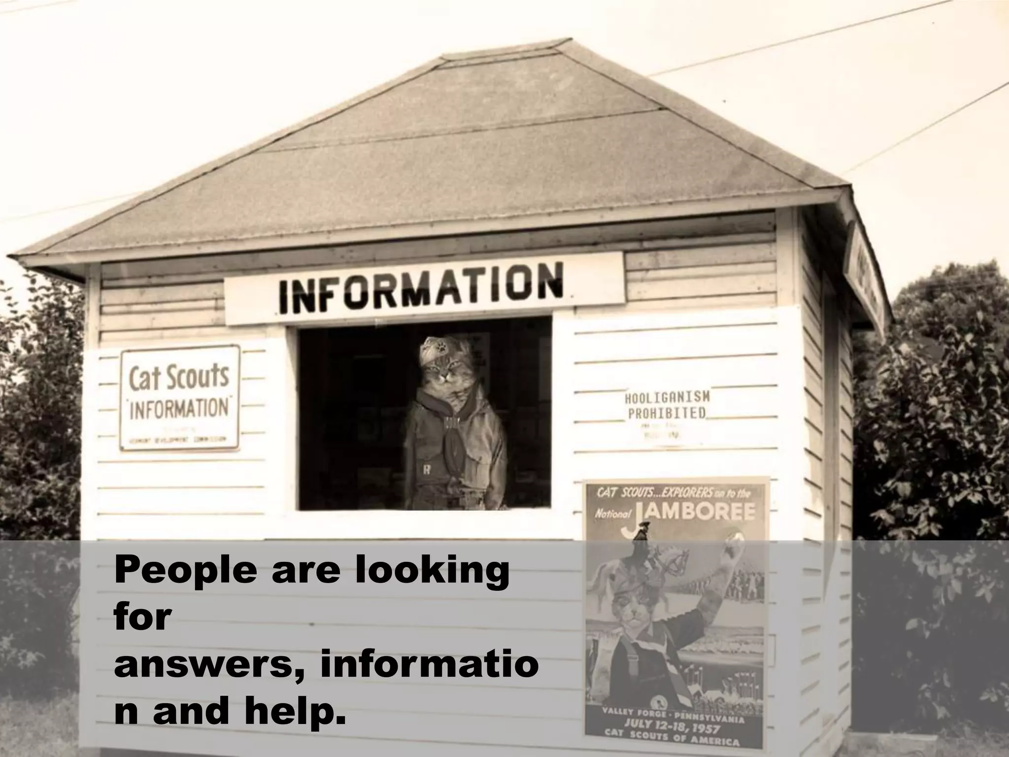 People are looking
for
answers, informatio
n and help.
 