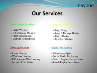 Web Design Services
» Static Website
» E-Commerce Website
» Flash Web Design
» Website Redesigning
Graphic Design
» Logo D...
