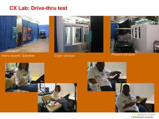 CX Lab: Drive-thru test © 2008 McDonald’s Corporation Menu board, Speaker,  Cash window Present window 