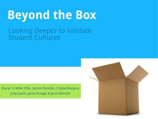 Beyond the Box: Looking deeper to Validate Student Cultures