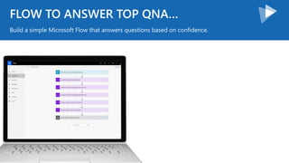 FLOW TO ANSWER TOP QNA…
Build a simple Microsoft Flow that answers questions based on confidence.
 