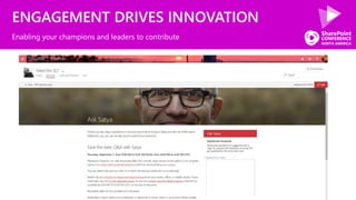 ENGAGEMENT DRIVES INNOVATION
Enabling your champions and leaders to contribute
 