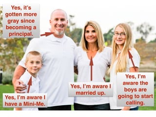 Yes, I’m aware I
married up.
Yes, I’m
aware the
boys are
going to start
calling.
Yes, I’m aware I
have a Mini-Me.
Yes, it’...