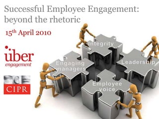 Successful Employee Engagement: beyond the rhetoric 15th April 2010 Integrity Leadership Engaging managers Employee voice 