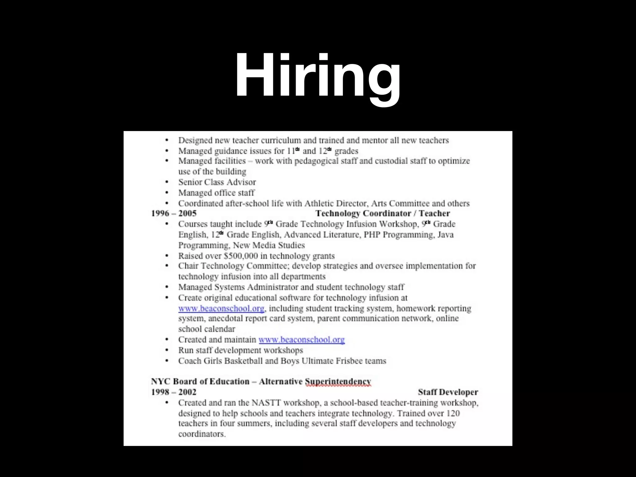 Hiring
 